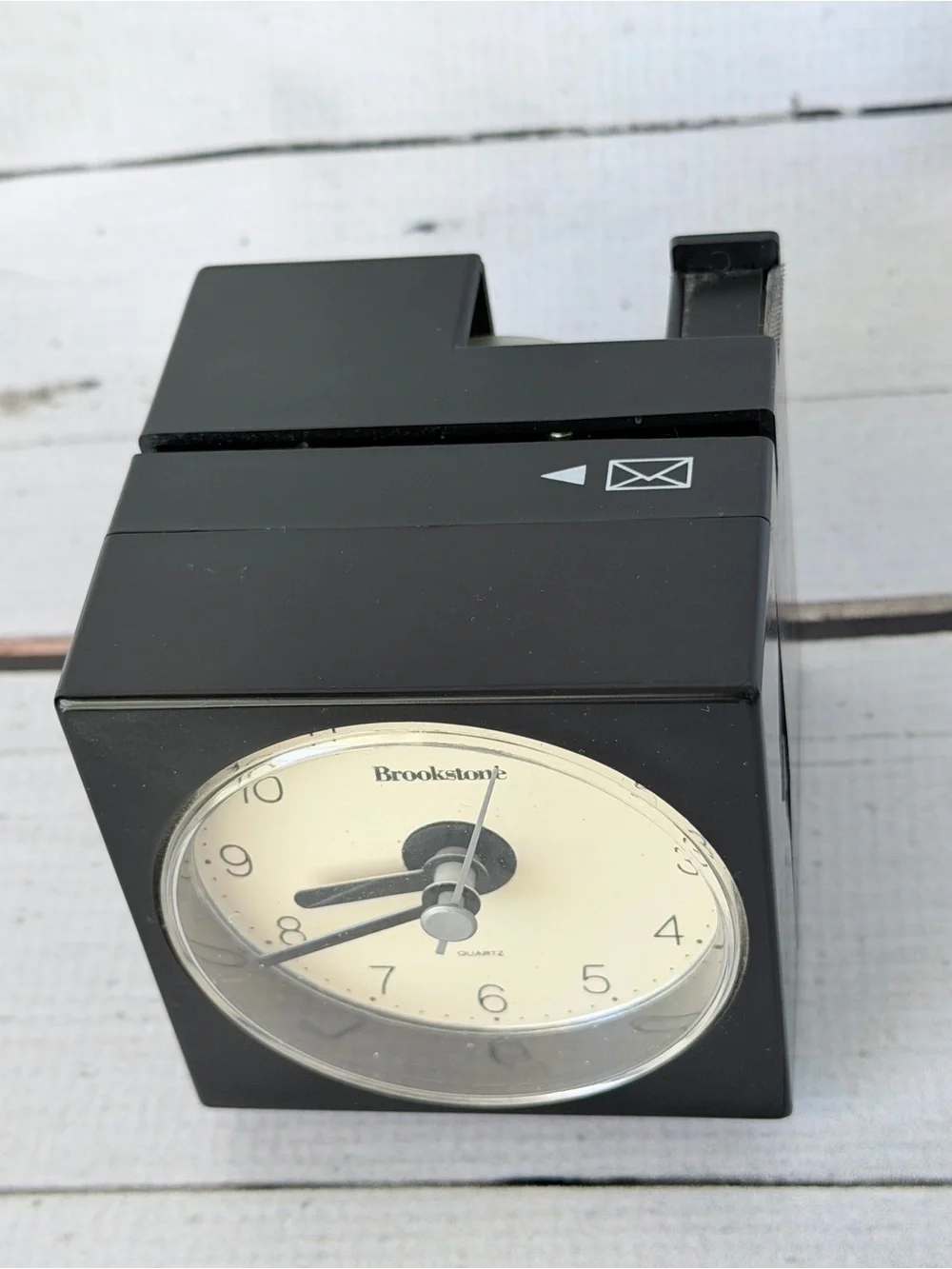 VINTAGE Brookstone Black and Cream Square Wall Clock